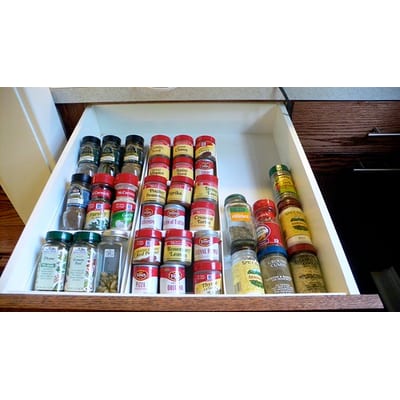 SpaceAid Bamboo Expandable Spice Drawer Organizer